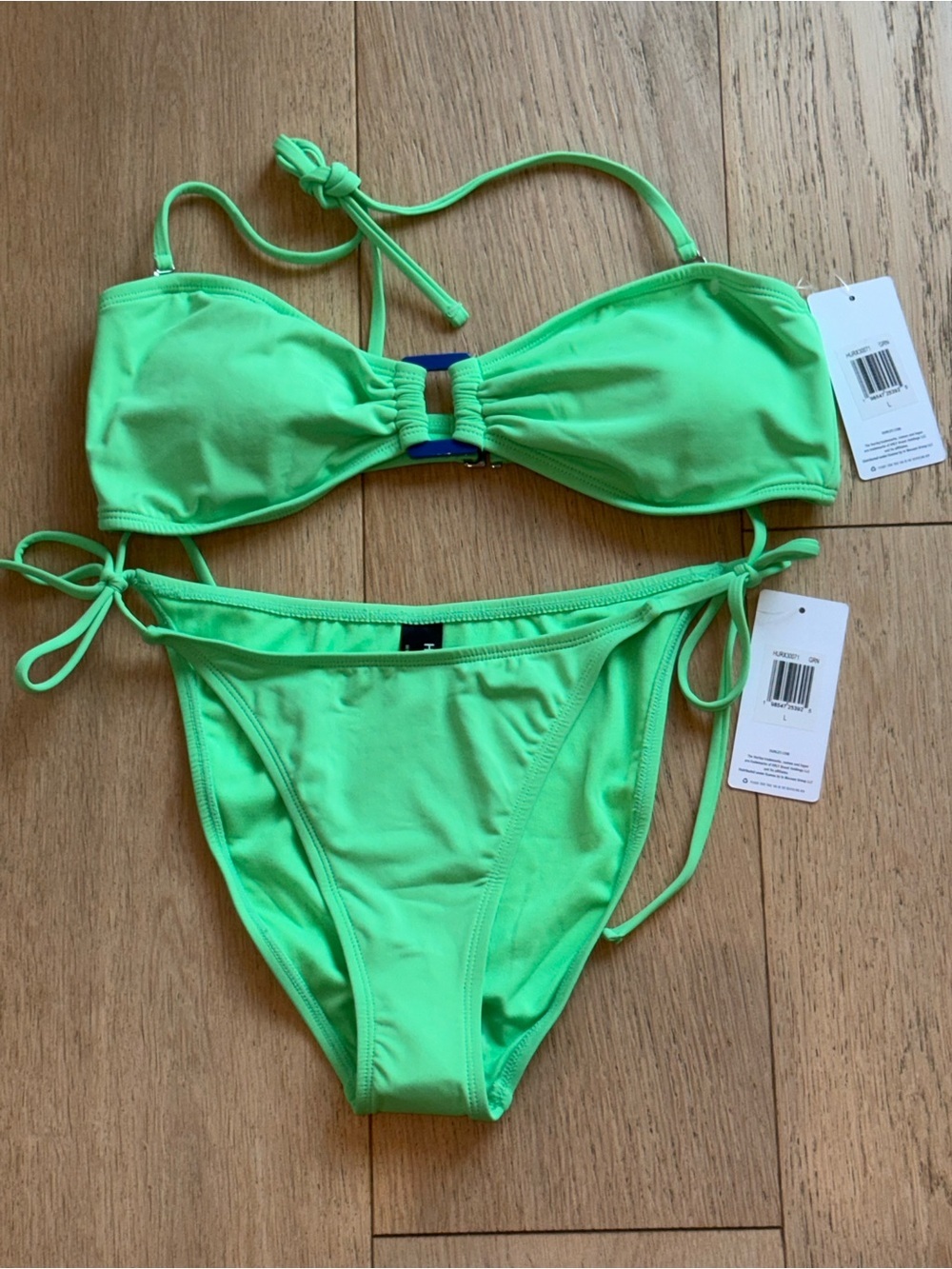 Hurley Neon Green Bikini Set BNWT L Surf Swim Bright Vacation Bikini